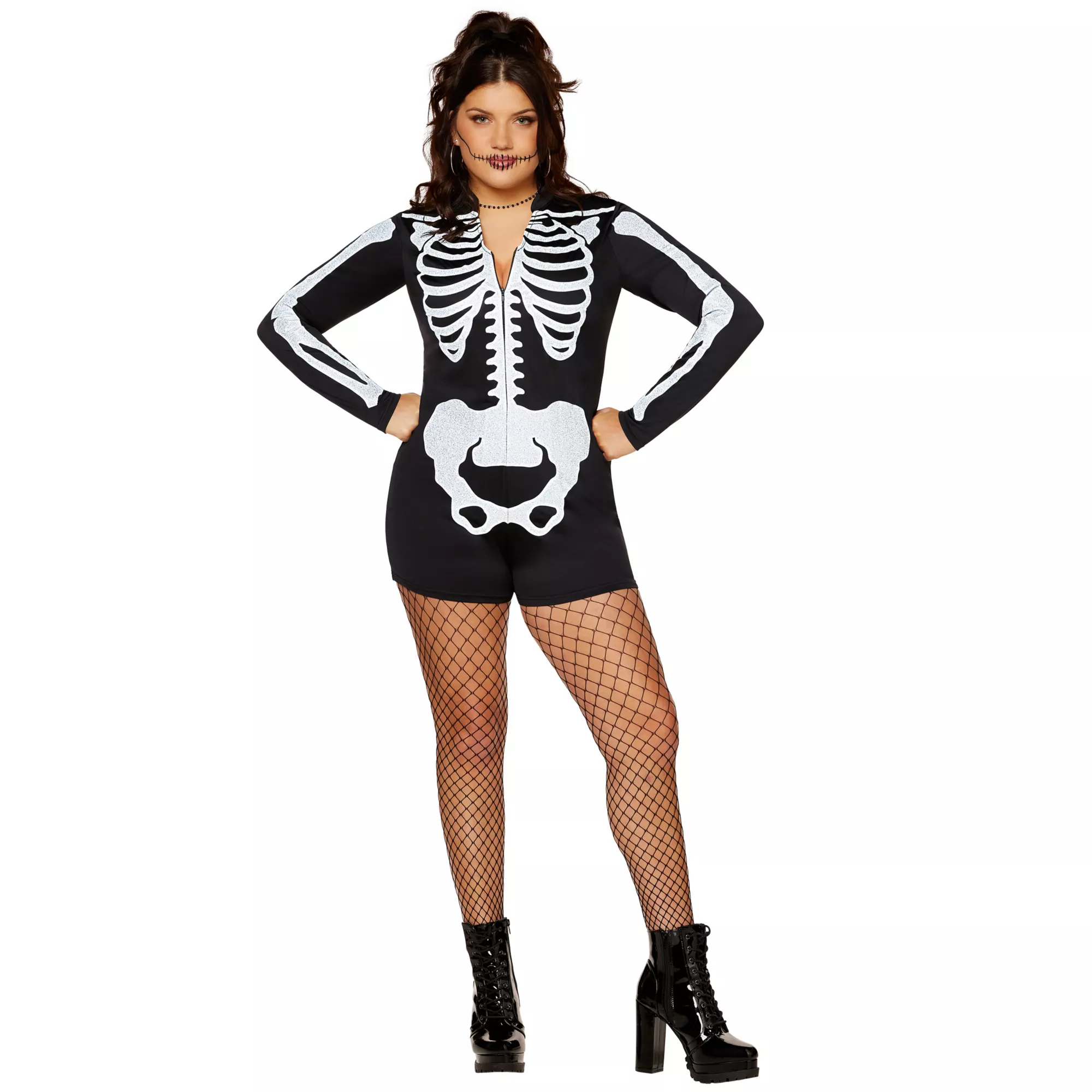Plus Size Skeleton Romper at Spirit Halloween